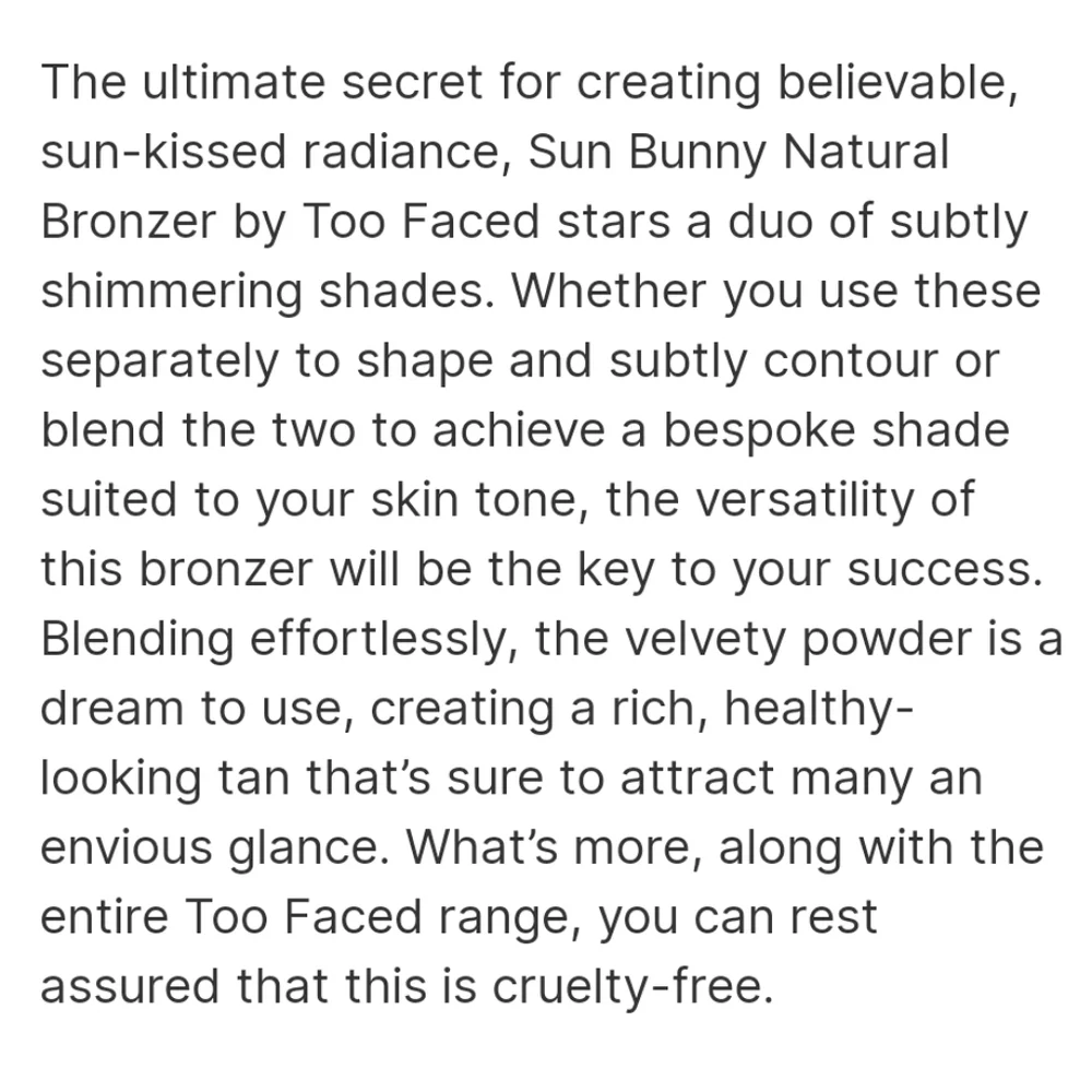 🆕️TOO FACED Sun Bunny Bronzer